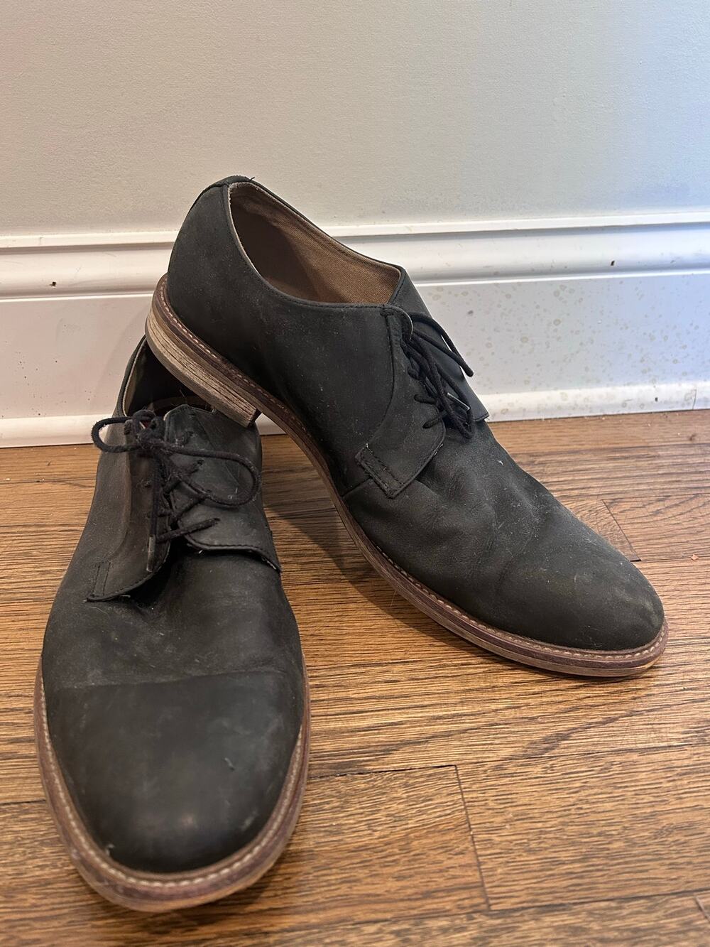Aston Grey Grenasien Black Leather Oxford Mens 12 M Derby Dress Shoes Lace Up